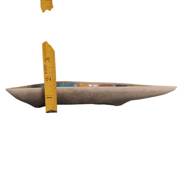 Raku PottGeometric Ceramic Triangle Dish From South Africa With Multicolor Desig - Picture 7 of 7